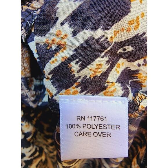 MPH Collection Womens Blouse Leopard Semi Sheer Cheetah Drawstring Plus 2X - Picture 6 of 6